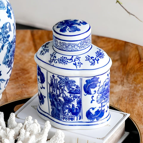 Blue & White Ceramic Emperor Decorative Ginger Jar