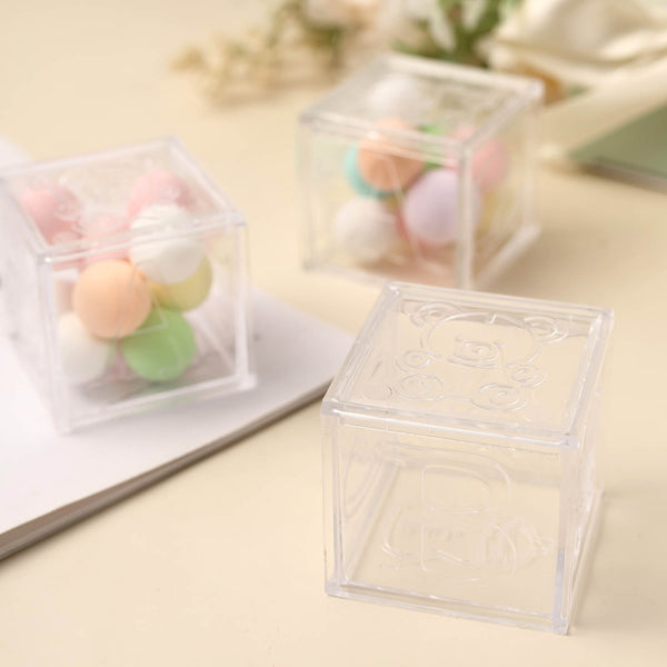 Set 12 Clear Baby ABC Alphabet Fillable Cube Blocks Favour Gifts