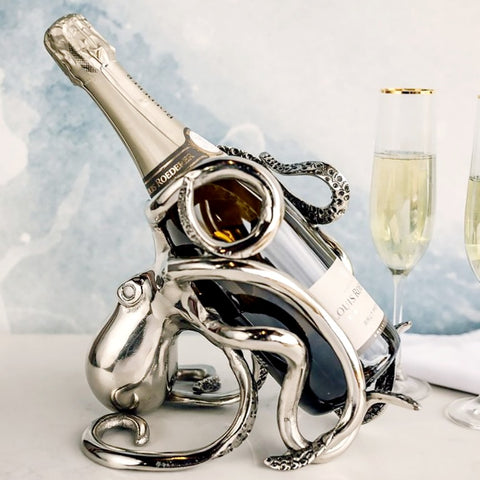 Silver Plated Octopus Single Bottle Wine Holder