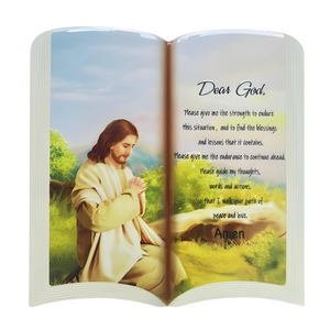 Catholic Jesus Christ Praying & Prayer Open Book Ceramic Standing Plaque