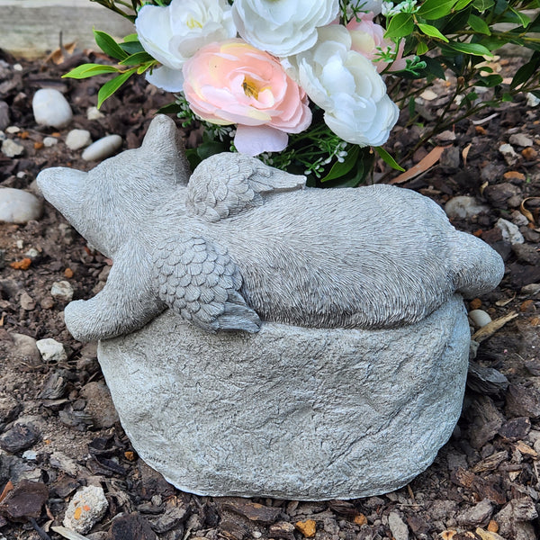 Cat Angel Memorial Stone Sleeping Cat Grave Figurine Outdoor Cat Angel Memorial Plaque Statue rock Polyresin Indoor Outdoor Garden Yard plaque rock