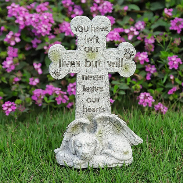 dog Angel Memorial Stone statue cross Sleeping Cat Grave Figurine Outdoor dog Angel Memorial Plaque Polyresin Indoor Outdoor Garden Yard plaque dog Memorial Stone Statue, dog Angel Pet Memorial Grave Marker Tribute Statue