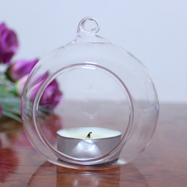 Set of 20 Hanging Glass Terrarium Tealight Ball Candle Holders Wedding Party Events Decor 20 x Clear Glass Hanging Ball 12cm Candle Holder Bulk Lot Wedding Event Function