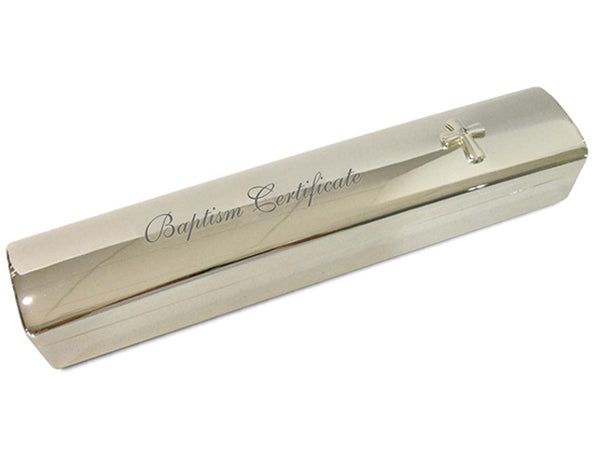 Silver Plated Baptism Certificate Holder Box