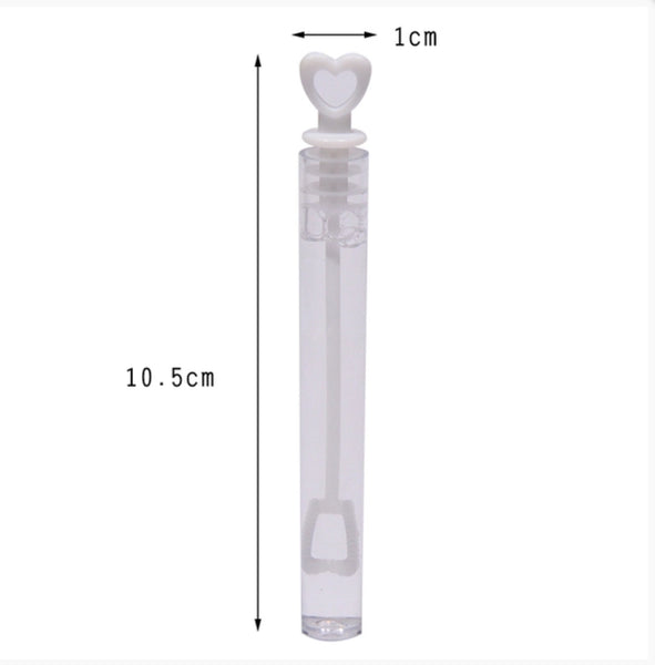 Bulk 48 White Love Heart Top Lid Bubble Bubbles Wands Tubes WITH Soap Liquid Wedding Favours Gifts 10.5cm Set