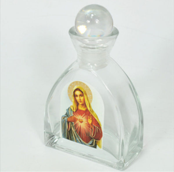 Holy Mother Mary, Virgin Mary, Holy Water Bottle, Holy Water, Holy Water Glass Bottle, Holy Water, Holy Oil, Catholic, Christian, Christening, Baptism, Oil Bottle, Christening Favour, Gift, Bomboniere, Favours, Gifts, Guests Gift, DIY, Catholic Christian Sacred Heart Holy Virgin Mother Mary Empty Glass Holy Water Bottle with Ball Lid