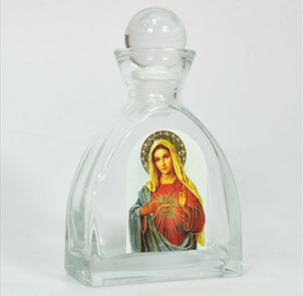 Holy Mother Mary, Virgin Mary, Holy Water Bottle, Holy Water, Holy Water Glass Bottle, Holy Water, Holy Oil, Catholic, Christian, Christening, Baptism, Oil Bottle, Christening Favour, Gift, Bomboniere, Favours, Gifts, Guests Gift, DIY, Catholic Christian Sacred Heart Holy Virgin Mother Mary Empty Glass Holy Water Bottle with Ball Lid