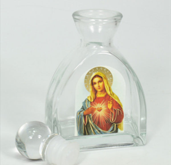 Holy Mother Mary, Virgin Mary, Holy Water Bottle, Holy Water, Holy Water Glass Bottle, Holy Water, Holy Oil, Catholic, Christian, Christening, Baptism, Oil Bottle, Christening Favour, Gift, Bomboniere, Favours, Gifts, Guests Gift, DIY, Catholic Christian Sacred Heart Holy Virgin Mother Mary Empty Glass Holy Water Bottle with Ball Lid