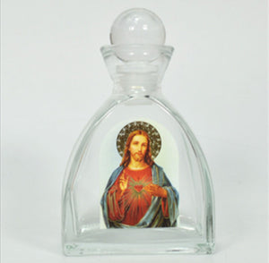 Holy Jesus Christ, Holy Water Bottle, Holy Water, Holy Water Glass Bottle, Holy Water, Holy Oil, Catholic, Christian, Christening, Baptism, Oil Bottle, Christening Favour, Gift, Bomboniere, Favours, Gifts, Guests Gift, DIY, Catholic Christian Sacred Heart Holy Jesus Christ Empty Glass Holy Water Bottle with Ball Lid