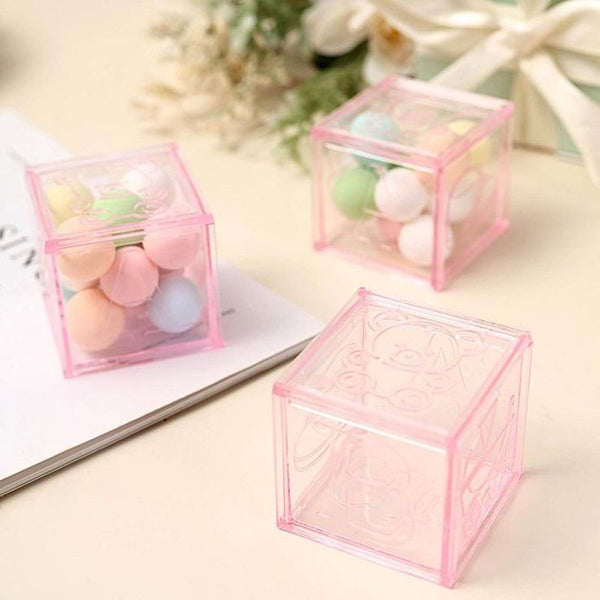 Set 12 Pink Baby Girl ABC Alphabet Fillable Cube Blocks Favour Gifts