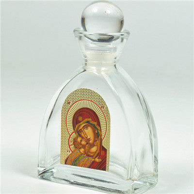 Orthodox Holy Mother Mary & Jesus Christ Glass Bottle with Ball Lid