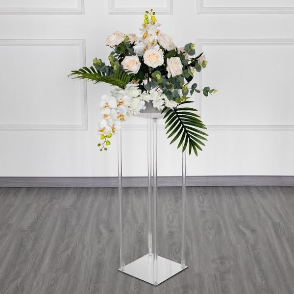 Clear Acrylic 60cm Wedding Centrepiece Flower Table Display Plinth Stand wedding party events table venue decor flower arrangement square plinths