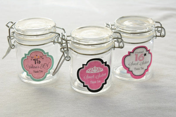 Set 12 Round Clear Glass Empty Jars with Clip Top Lids