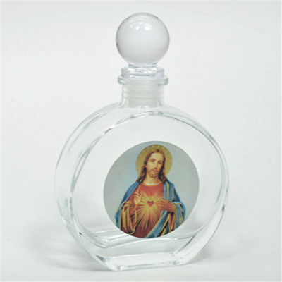 Holy Jesus Christ, Holy Water Bottle, Holy Water, Holy Water Glass Bottle, Holy Water, Holy Oil, Catholic, Christian, Christening, Baptism, Oil Bottle, Christening Favour, Gift, Bomboniere, Favours, Gifts, Guests Gift, DIY, Catholic Christian Sacred Heart Holy Jesus Christ Empty Glass Holy Water Bottle with Ball Lid