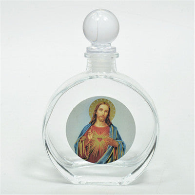 Holy Jesus Christ, Holy Water Bottle, Holy Water, Holy Water Glass Bottle, Holy Water, Holy Oil, Catholic, Christian, Christening, Baptism, Oil Bottle, Christening Favour, Gift, Bomboniere, Favours, Gifts, Guests Gift, DIY, Catholic Christian Sacred Heart Holy Jesus Christ Empty Glass Holy Water Bottle with Ball Lid