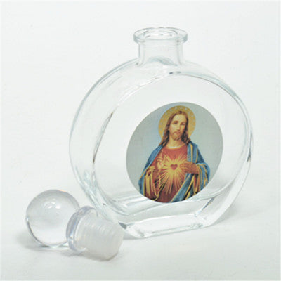 Holy Jesus Christ, Holy Water Bottle, Holy Water, Holy Water Glass Bottle, Holy Water, Holy Oil, Catholic, Christian, Christening, Baptism, Oil Bottle, Christening Favour, Gift, Bomboniere, Favours, Gifts, Guests Gift, DIY, Catholic Christian Sacred Heart Holy Jesus Christ Empty Glass Holy Water Bottle with Ball Lid