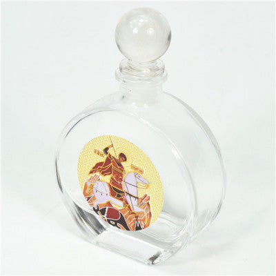 Holy Jesus Christ, Mother Mary, Virgin Mary, Holy Water Bottle, Holy Water, Holy Water Glass Bottle, Holy Water, Holy Oil, Orthodox, Christening, Baptism, Oil Bottle, Christening Favour, Gift, Bomboniere, Favours, Gifts, Guests Gift, DIY, Saint George, St George Orthodox Saint George Icon Glass EMPTY Holy Water Holy Oil Bottle with Ball Lid