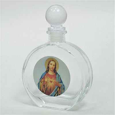 Holy Jesus Christ, Holy Water Bottle, Holy Water, Holy Water Glass Bottle, Holy Water, Holy Oil, Catholic, Christian, Christening, Baptism, Oil Bottle, Christening Favour, Gift, Bomboniere, Favours, Gifts, Guests Gift, DIY, Catholic Christian Sacred Heart Holy Jesus Christ Empty Glass Holy Water Bottle with Ball Lid