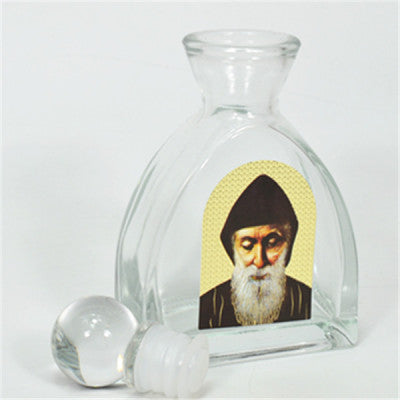 Holy Water Bottle, Holy Water, Holy Water Glass Bottle, Holy Water, Holy Oil, Catholic, Christian, Christening, Baptism, Oil Bottle, Christening Favour, Gift, Bomboniere, Favours, Gifts, Guests Gift, DIY, Saint Charbel, St Charbel RELIGIOUS CATHOLIC CHRISTIAN GLASS SAINT CHARBEL GLASS EMPTY HOLY WATER BOTTLE