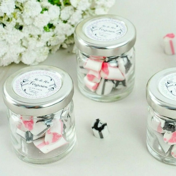 Set of 10 Mini Round 50ml Glass DIY Candle Making Jars with Silver Lids Mini 50ml Silver Lid Candy Jam Glass Jars Honey Preserving Wedding Christening Baptism Communion Confirmation Favours Gifts Bomboniere Guests guest gift DIY favour