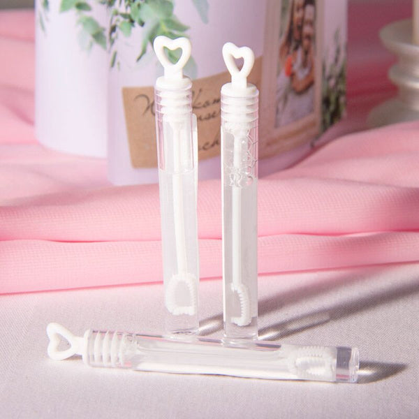 Bulk 48 White Love Heart Top Lid Bubble Bubbles Wands Tubes WITH Soap Liquid Wedding Favours Gifts 10.5cm Set